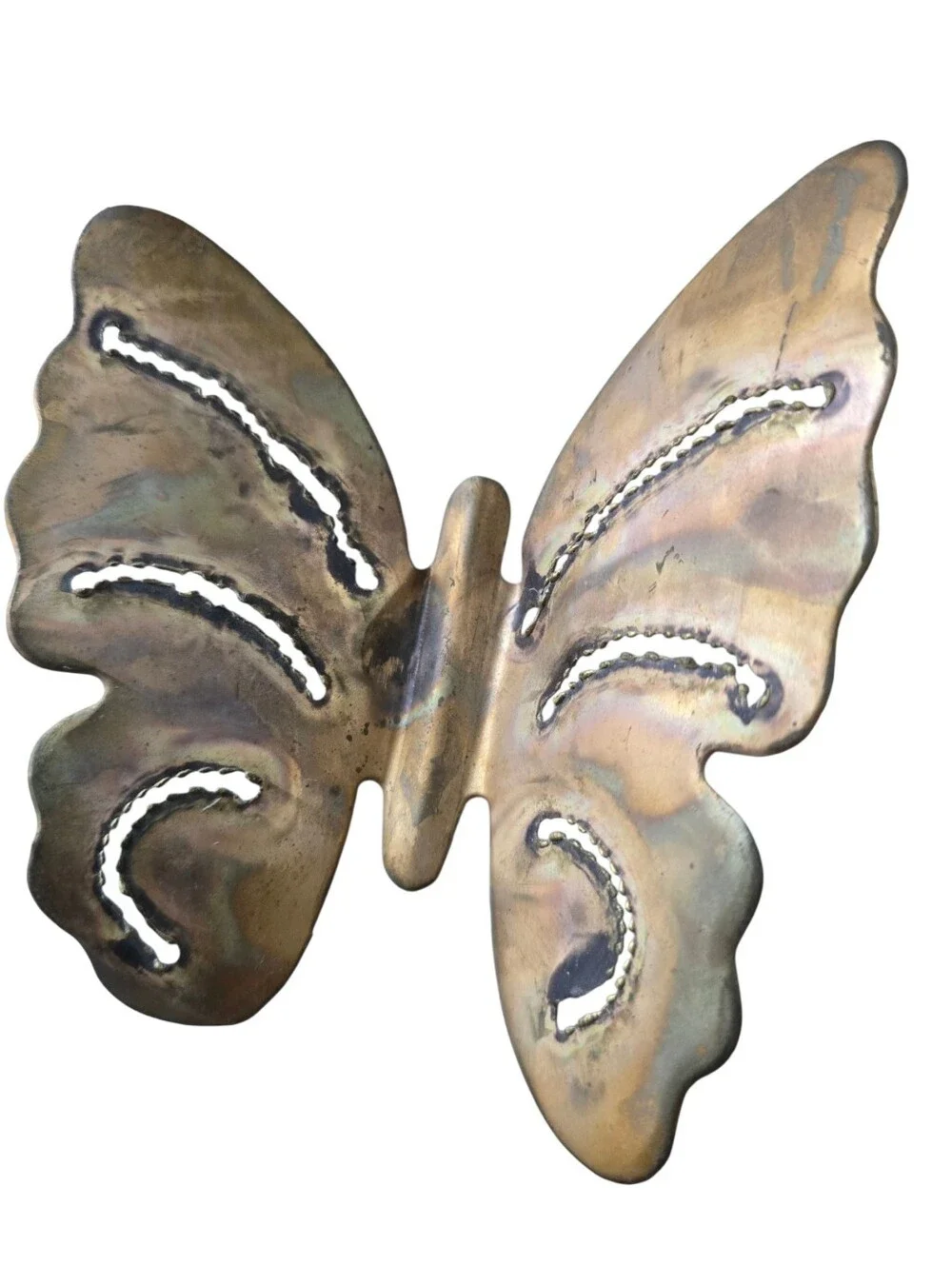 Vintage Brass and Copper Butterfly Flower Wall Sculpture MCM Decor 18” - Picture 8 of 8